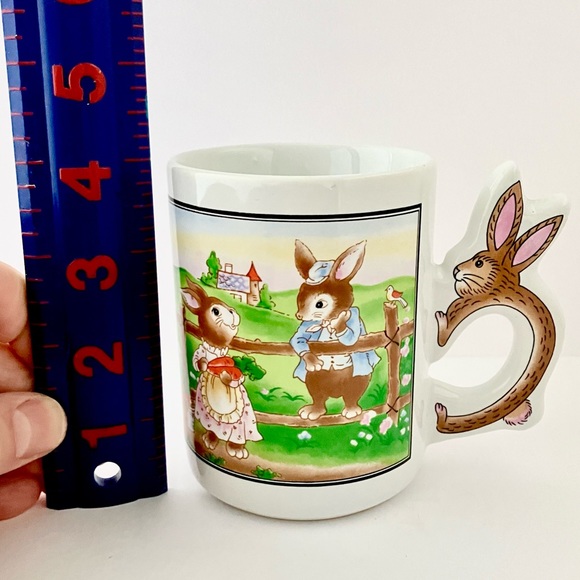Bunny Rabbits mug with cute bunny shaped handle, NEW - Picture 8 of 10